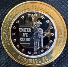 ⭐️WESTWARD HO UNITED WE STAND CASINO Limited Edition 999% .6 Oz Pure Silver StrK picture