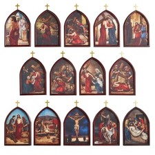 Stations of The Cross Wood Plaque Set 10'' H. Stations of the Cross Wood Plaques picture