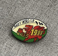 Rugby World Cup 1999 Wales Ball Vintage Enamel Pin Badge Brooch picture