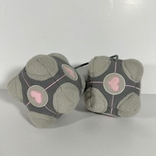 Valve Portal Companion Cube Plush Fuzzy Dice Grey Pink Heart Valve Corp Rare picture