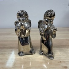Vintage Neiman Marcus Choir Boy Salt and Pepper Shakers - Silver Plate Orig. Box picture