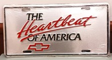 Vintage NOS The Heartbeat of America Chevrolet Booster License Plate Silver Red picture