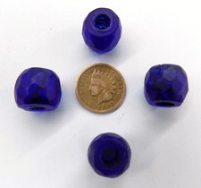 10  XL Russian Blue Facetted Lg African Trade Beads  TT276   Read Alaska picture