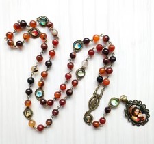 Catholic Seven Sorrows of Mary Rosary Chaplet Stone Retro Rosario Siete Dolores picture