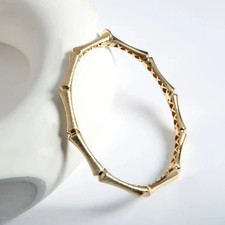 Antique & Estate 18K Yellow Gold Over Stackable Bamboo Style Bangle 7.5