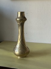 Signed Vintage Japanese Chinese Brass Vase 12” picture