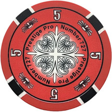 50pcs Prestige Pro 727 Printing Poker Chips $5 picture