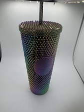 Starbucks Fall 2023 Black Bling Oil Slick Studded 24oz Venti Tumbler Cup NEW picture