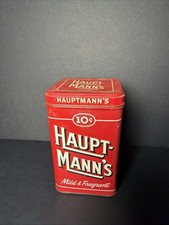 Vintage HAUPT-MANN'S Cigar Tin EMPTY Red Humidor Canister picture