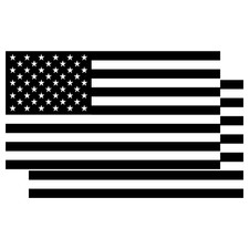 2X Black and White United States American Flag Stickers 5x3 Inch Decal picture