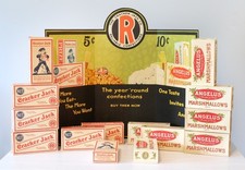 Rare 1920s Cracker Jack Popcorn & Angelus Window Display Sign with 14 Boxes picture