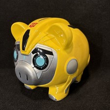 Transformers Bumblebee Yellow Ceramic Coin Piggy Bank w/Plug 2014 Hasbro picture