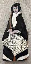 Vintage Japanese Hakata Clay Doll Hand-Painted W/Samurai Sword Visual Stunning picture