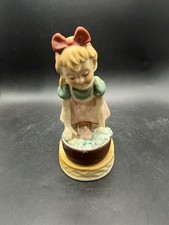 Vintage Hand Painted Porcelain Figurine Girl Washing Clothes Japan Hummel Style picture