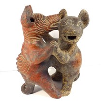 EARLY VINTAGE COLIMA MEXICO POTTERY DANCING DOGS 10 INCHES TALL picture