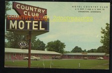 Motel Country Club Hwy 2 75 Crookston Mn Minnesota Old Cars Polk County Postcard picture
