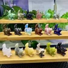 natural Mixing Carved The Big-Tailed Wolf Quartz Crystal Reiki Healing random5pc picture