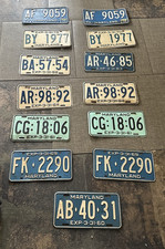 Lot of 13 Vintage Maryland License Plates 1954-1976 5 Matching Pairs Old MD Tags picture