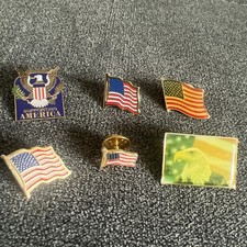 Lot of 6 Patriotic USA American Flag & Eagle Lapel Pins picture