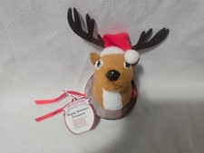 Mr. Christmas Singing Reindeer Plush Mounted Head Wish You A Merry Christmas picture