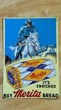 Vintage Merita Bread Lone Ranger Metal Sign Embossed 10x14 picture