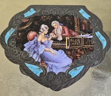 Antique Italian Enamel Compact - Silver 800 stamp  picture