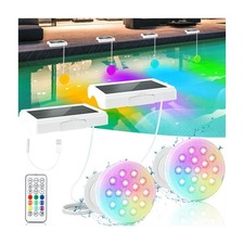 BOXPSII Solar Pool Lights, Upgraded USB Rechargeable Submersible LED Lights with picture