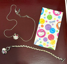 Vintage Y2K  Hello Kitty Silver Rhinestone Avon Necklace Bracelet Jewelry Set picture