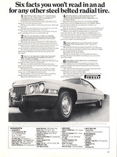 Pirelli Steel Belted Radial Tires 1972 Vintage Auto Car Print Ad picture