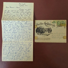 1941 Pfeiffer Redwoods Big Sur 4-Page Manuscript Letter Home WW2 Homefront WV picture