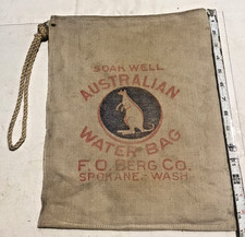 Antq. RARE 1920s North Pacific Railroad Co. Spokane WA. Camping Canvas Water Bag picture