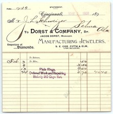1900 Dorst & Co. Cincinnati Jewelers billhead - Plain Rings picture