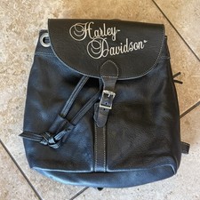 Early 2000s - 2010s Harley Davidson Black Leather Backpack Women’s Purse Clean picture