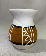 Vintage Sioux Pottery Rapid City SD Native American Etched Vase Signed Boho picture
