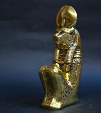 Authentic Ancient Egyptian Antiquities Sekhmet Gold Leaf Sculpture Egyptian BC picture