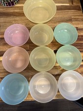 Vintage Tupperware Pastel Bowl Set 10 Pc Cereal Bowl & 9 Mini Snack Desert Bowls picture