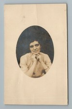 Woman Oval RPPC Photo Vintage Postcard picture