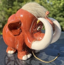 1960's Kreiss Psycho Ceramics Woolly Mammoth Figure w/ Hair, Chain, & Glass Eyes picture