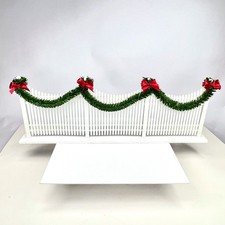 Charming Byers’ Choice White Picket Fence With Garland And Red Bows 20
