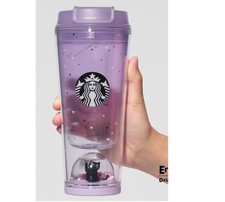 #2026 NEW STARBUCKS JAPAN SNOW GLOBE TUMBLER CAT GLOWING IN THE DARK 355 ML picture