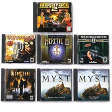 Vintage PC Games Collection 9 CD-ROMs MegaRace 2 Heretic II Gunman Myst ... picture
