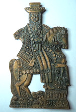 ANTIQUE LARGE RELIGIOUS DECOR PLAQUE WARRIOR HORSE BRONZE SOBRI J 1835 GOTHIC 8