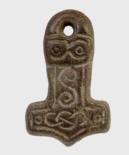Ancient Viking Carved Engraved Gemstone Medallion Pendant Norse Nordic Amulet picture