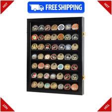 DisplayGifts Military Challenge Coin Display Case Wall Cabinet Black picture