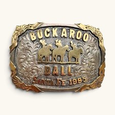 VINTAGE 1995 R.A. Guthrie Buckaroo Ball Santa Fe Eldorado Hotel Belt Buckle picture