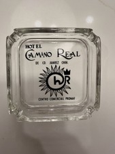 Vtg Hotel Camino Real Juarez Mexico Glass Ashtray PRONAF Mid Century Sun Logo picture