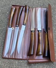 Vintage Burns Bakelite Steak Knives Set 6 w/case Syracuse NY picture