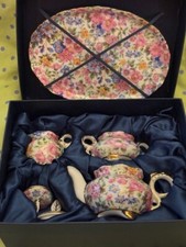 Nantucket Miniature Pink Floral 6 Piece Tea Set In Box - Never Used picture