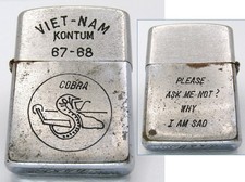 Vietnam War KONTUM 67-68 Cobra Zippo Oil Lighter 1967 Rare picture