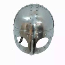 Medieval Skeleton Armour Helmet Collectibles Viking Mask Spectacle Silver Finish picture